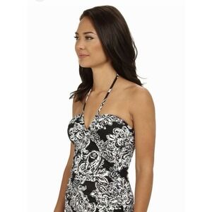 Ralph‎ Lauren Women's SwimWear Top 12 Halter Tankini Paisley M Black/ White NWT